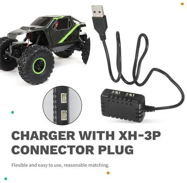 Alt view image 2 of 3 - 2S 7.4V 2-In-1 Charger with XH-3P Connector Plug for AX24 SCX24 UTB18 SCX24 RC Cars & Trucks,7.4V 2S Lithium Batteries