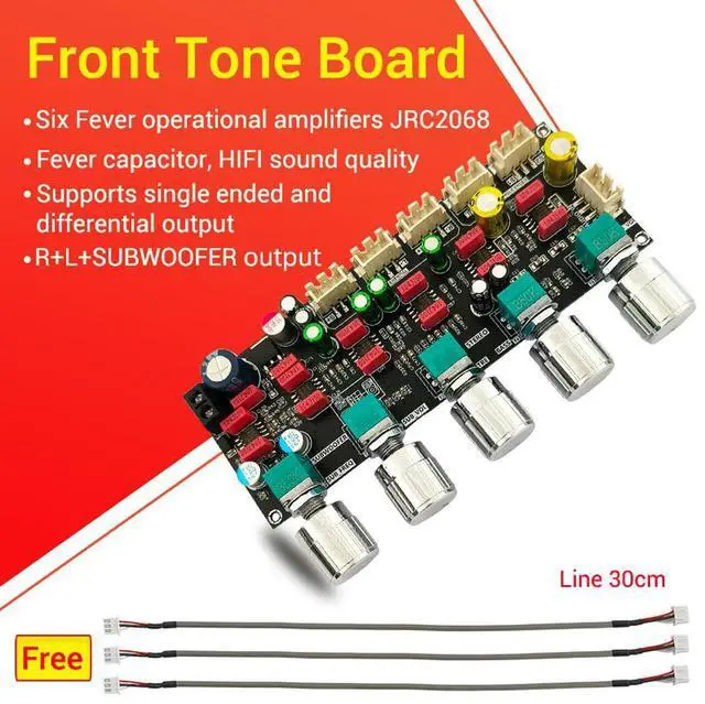 Main image of JRC2068 HiFi Preamplifier Board Stereo Treble Bass Frequency Volume Control DC 12-30V XH-2.54mm Input For Speaker Subwoofer PRO1