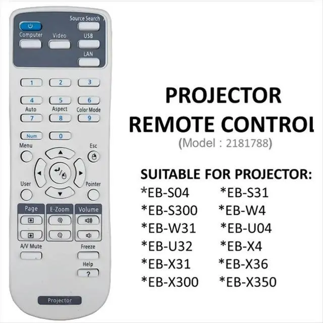 Alt view image 2 of 3 - For Projector Projektor Remote Control Replacement for EB Series Projector (2181788)