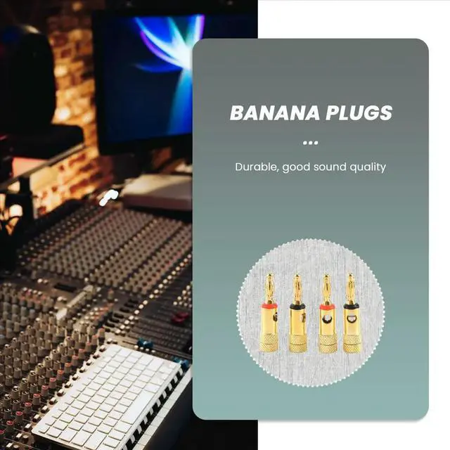 Alt view image 2 of 3 - Gold plated Banana Plugs 2 Red 2 Black 4mm 4 pcs LL68-4BP1