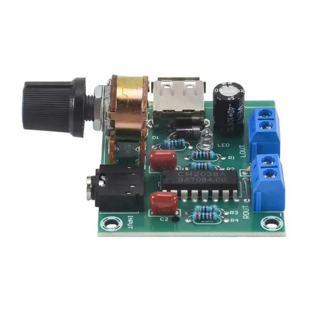 Alt view image 2 of 3 - Mini Power Amplifier Board 5W+5W HiFi Two-Channel PM CM2038 5V USB Supply Power Audio Amplifier