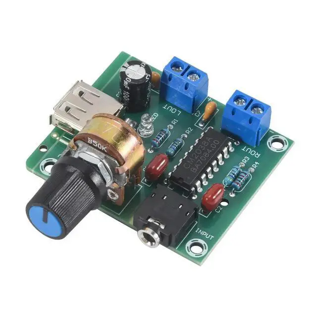 Alt view image 3 of 3 - Mini Power Amplifier Board 5W+5W HiFi Two-Channel PM CM2038 5V USB Supply Power Audio Amplifier