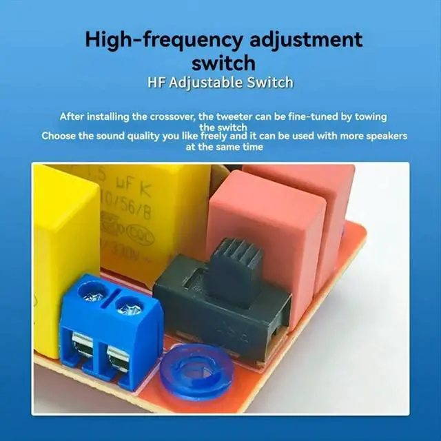 Alt view image 2 of 3 - 2 Way Audio Speaker 100W Crossover Treble Bass Module Audio Speaker Frequency Divider Adjust Bookshelf Speaker Filter