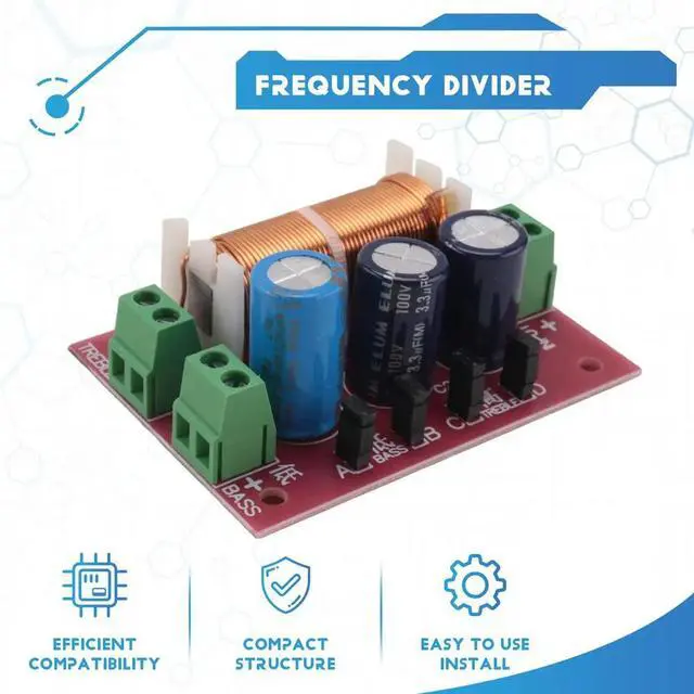 Alt view image 2 of 3 - 400W Speaker Crossover 2 Way High-Low 4-16 Ohm Frequency Divider for Speaker