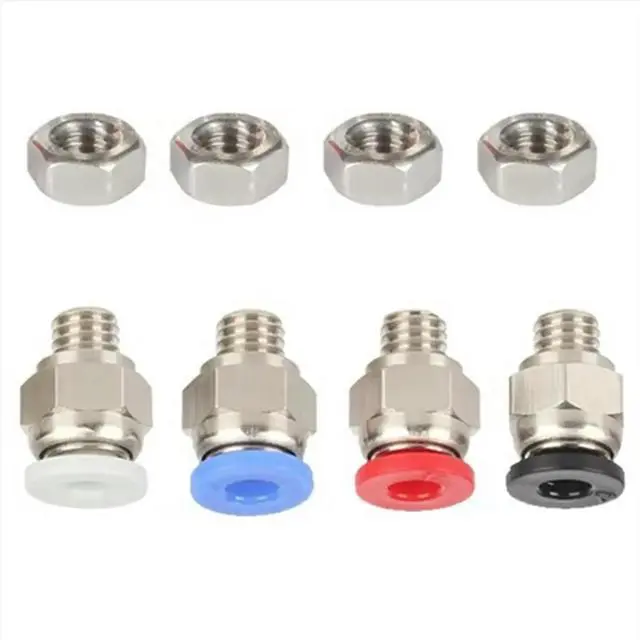 Alt view image 2 of 3 - PC4-M6 Pneumatic Connector with Nut Straight Through Pneumatic Connector for 3D Printer Parts Filament Dryer Box