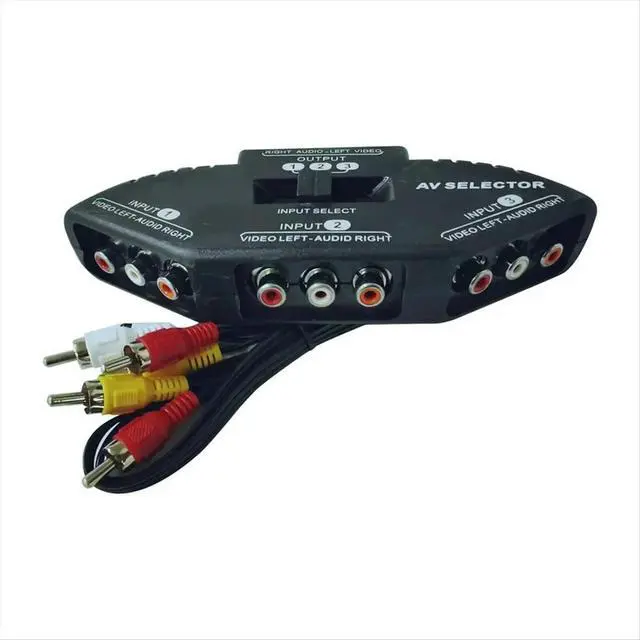 Alt view image 3 of 3 - 3-Way Audio Video AV Switch Selector Box Splitter Switch W/ Cable for TV X-Box DVD Player Devices Switch