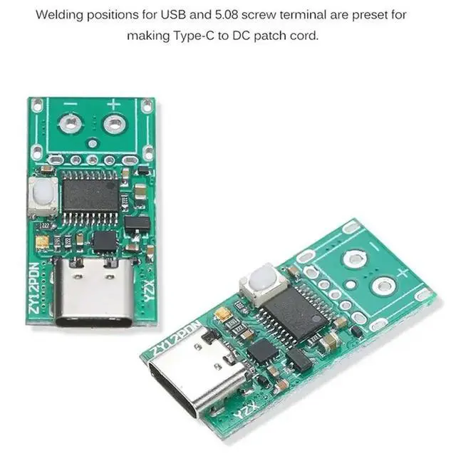 Alt view image 3 of 3 - 2 Pcs ZY12PDN USB-C PD2.0/3.0 to DC Converter Power Supply Module Decoy Fast Charge Trigger Poll Polling Detector Tester
