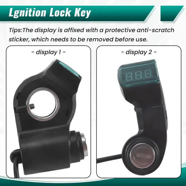 Main image of E-Bike Lgnition Lock Key Thumb Throttle Voltmeter Digital Voltage Display Switch 3Pin for KUGOO M4 M365 Universal