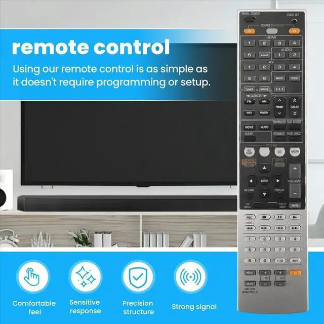 Alt view image 2 of 3 - RAV336 WT92720US Replace Remote for Yamaha AV Receiver RX-A700 RX-V667 RX-A700BL HTR-6063 Sub Remote RAV337 RAV338