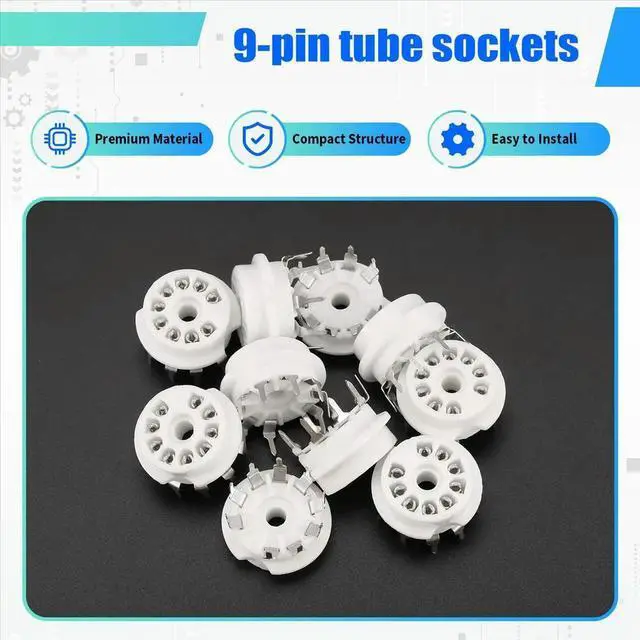 Main image of 10PCS PCB 9Pin Ceramic B9A Vacuum Tube Socket Audio HIFI DIY Amps for 12AX7 12AU7 12AT7 ECC81 ECC82 ECC83 Silver-Plated