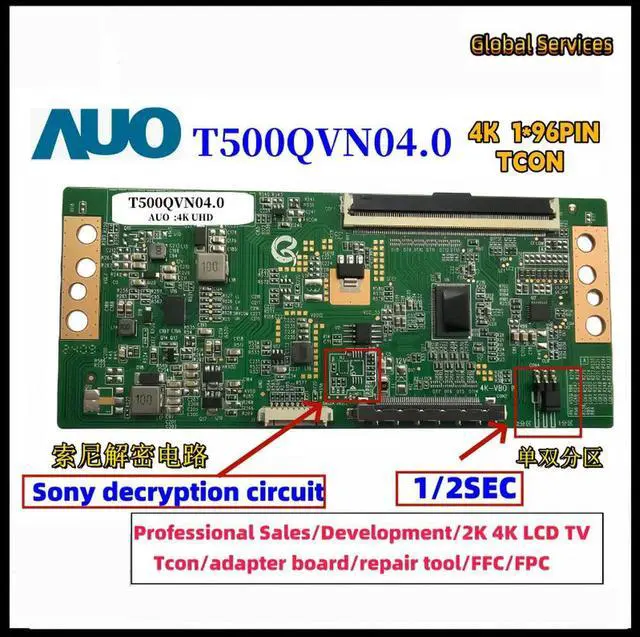 Main image of ly upgraded AUO 4K logic board T500QVN04.0 tcon Single and Double Partition Adjustment For Decryption