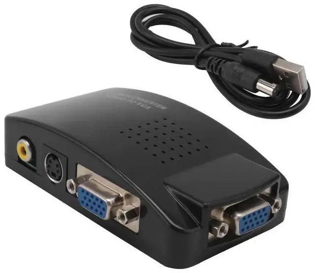 Main image of AV to VGA Adapter RCA VGA Converter PC RCA Composite S-Video AV Input to PC VGA LCD Output Converter Switch Box