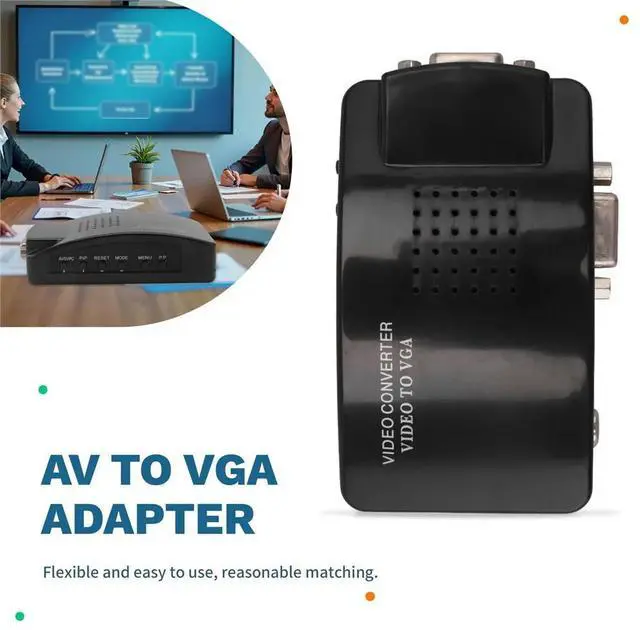 Alt view image 2 of 3 - AV to VGA Adapter RCA VGA Converter PC RCA Composite S-Video AV Input to PC VGA LCD Output Converter Switch Box