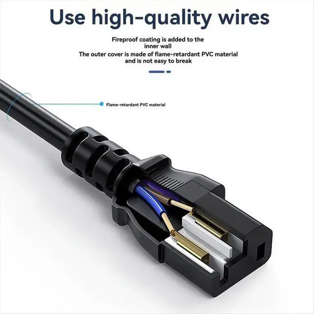 Alt view image 3 of 3 - UK Standard Copper Power Cord 3x0.75mm² Electrical Copper Wire 1.5m Charging Line for Computers Monitors Rice Cookers,B