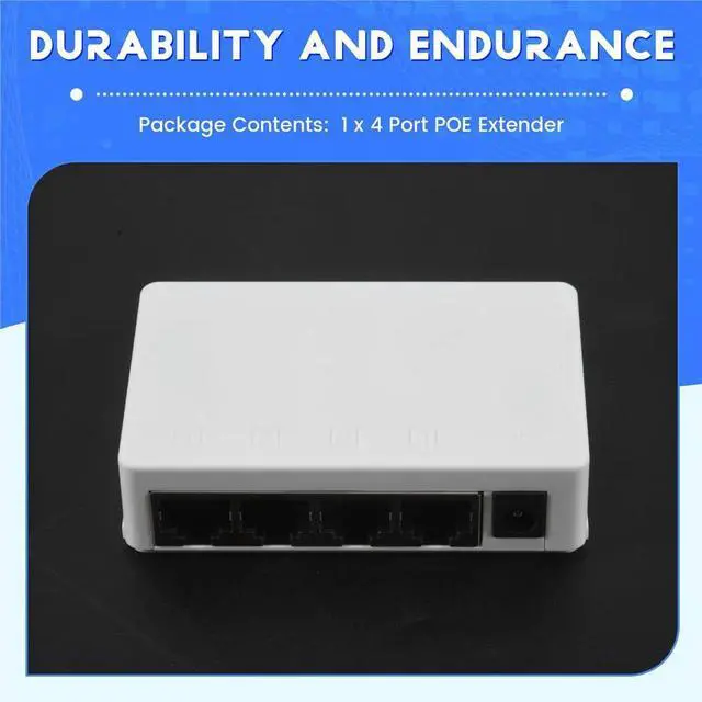 Main image of 4 Port POE Extender 100Mbps 1 in 4 Out 250 Meters Network Switch Repeater IEEE802.3af/At for PoE Switch NVR IP Camera