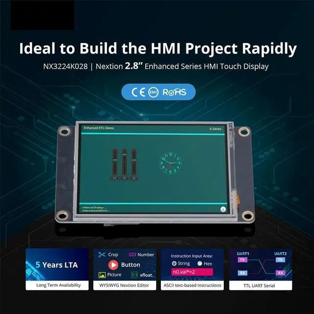 Main image of NEXTION NX3224K028 2.8" Resistive HMI Touch Display Screen Enhanced Series UASRT TFT LCD Module Compatible With Arduin