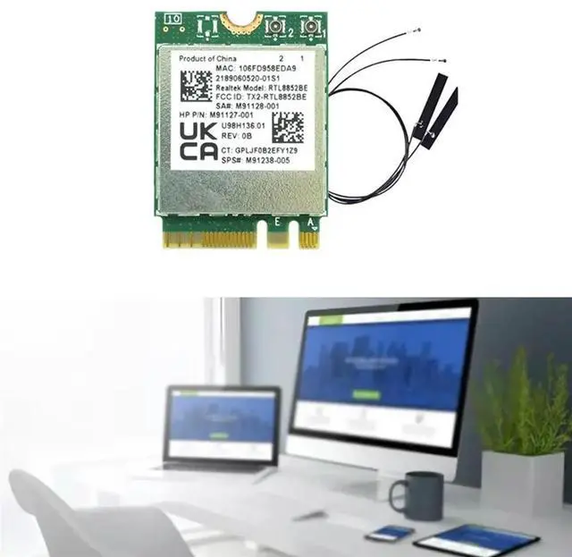 Alt view image 2 of 3 - RTL8852BE Card with Built-in Antenna AX1800 6 WLAN 802.11ax Bluetooth5.2 Dual-Band 2.4G+5G Wlan