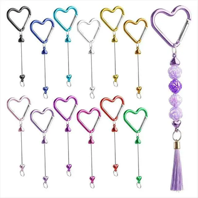 Alt view image 3 of 3 - Framendino, 12 Pack Heart Shaped Beadable Keychain with Snap Hook for DIY Craft