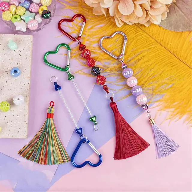 Alt view image 2 of 3 - Framendino, 12 Pack Heart Shaped Beadable Keychain with Snap Hook for DIY Craft