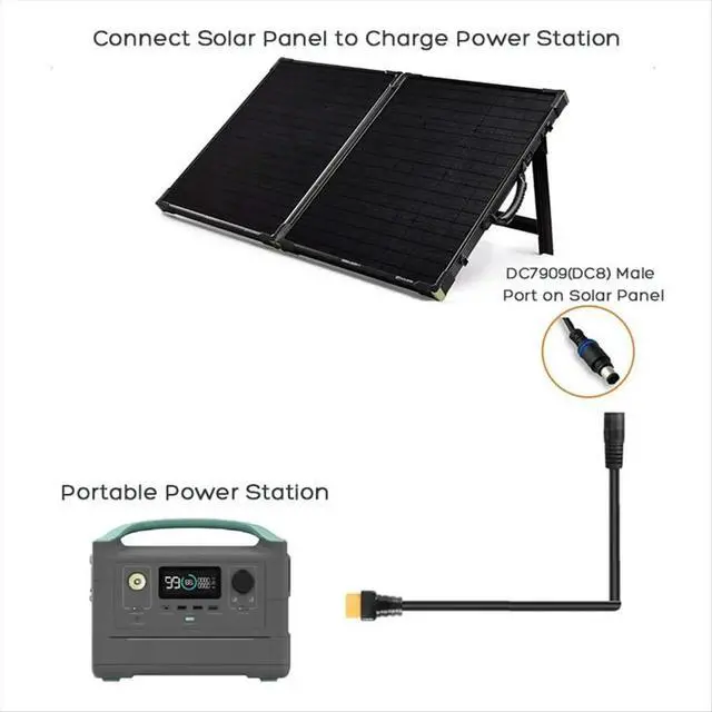 Alt view image 2 of 3 - 14AWG DC8mm Female DC7909 to XT60 Female Solar Panel Charging Cable for Ecoflow Goal Zero ALLPOWERS Power Station