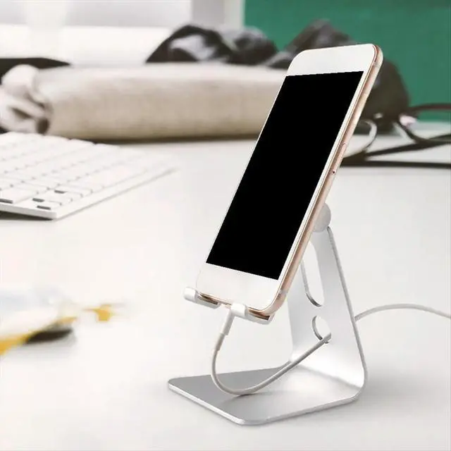 Alt view image 2 of 3 - For IPad Tablet Holder Bracket 3.5-11 Inch Single Fold Adjustable Holder Desktop Silver
