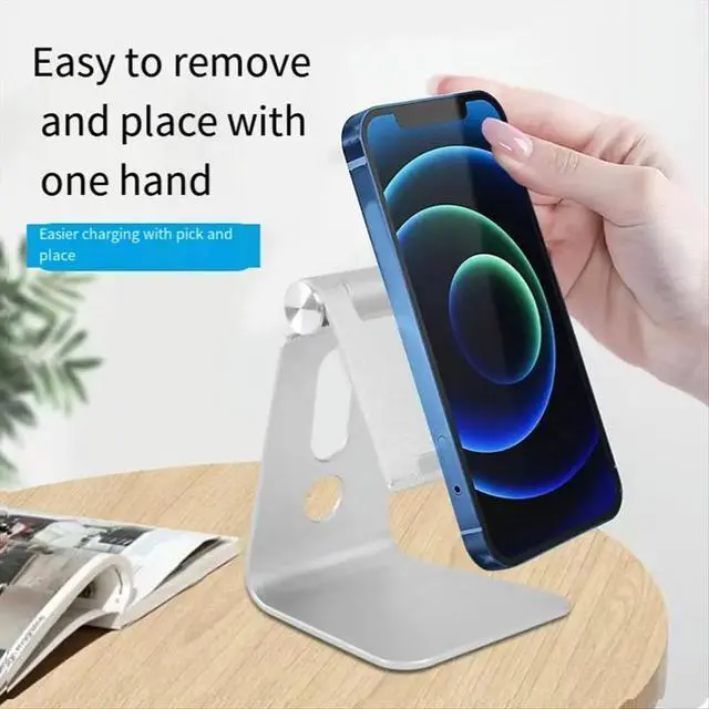 Alt view image 3 of 3 - For IPad Tablet Holder Bracket 3.5-11 Inch Single Fold Adjustable Holder Desktop Silver