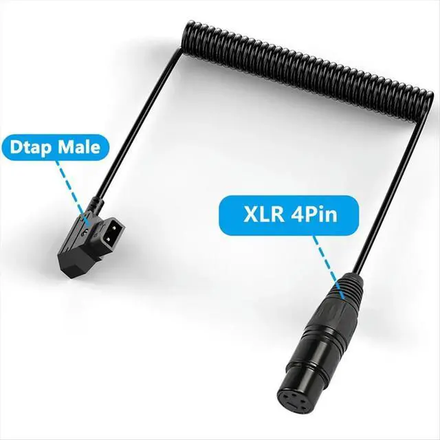 Alt view image 2 of 3 - D-Tap Male to Female 4-Pin XLR Cable for Power Supply Adapter for Cameras, Monitors Spring Wire