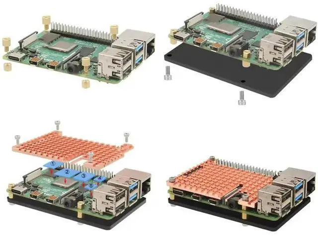 Alt view image 2 of 3 - For Raspberry Pi 4 Copper Heatsink Passive Cooling Copper Case Plate 4mm