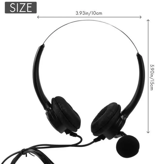 Main image of VH500D RJ9 Bilateral Headphone Hands-Free Call Center Noise Cancelling Corded with Adjustable Mic for Telephone Set