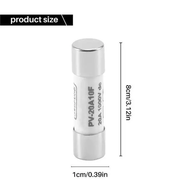 Alt view image 3 of 3 - 10 Pcs 1000 VDC Fuse Solar PV Explosion-proof Fuse Silver - 20A