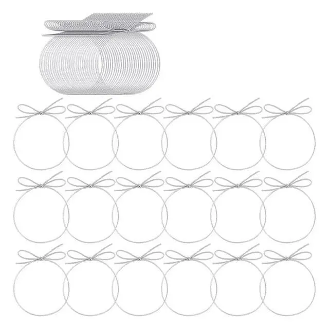 Alt view image 3 of 3 - 150 Pcs Stretch Loops with Pre-Tied Bows, Elastic Ribbon Cords for Gift Boxes, Bags, and Crafts, Silver