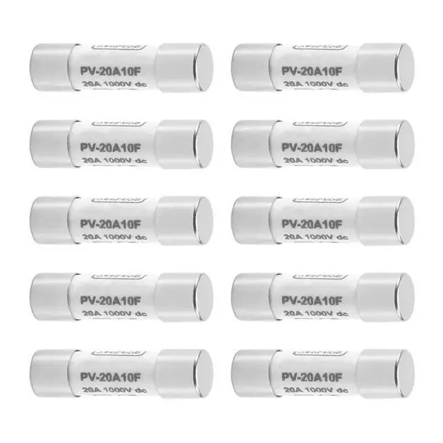 Alt view image 2 of 3 - 10 Pcs 1000 VDC Fuse Solar PV Explosion-proof Fuse Silver - 20A