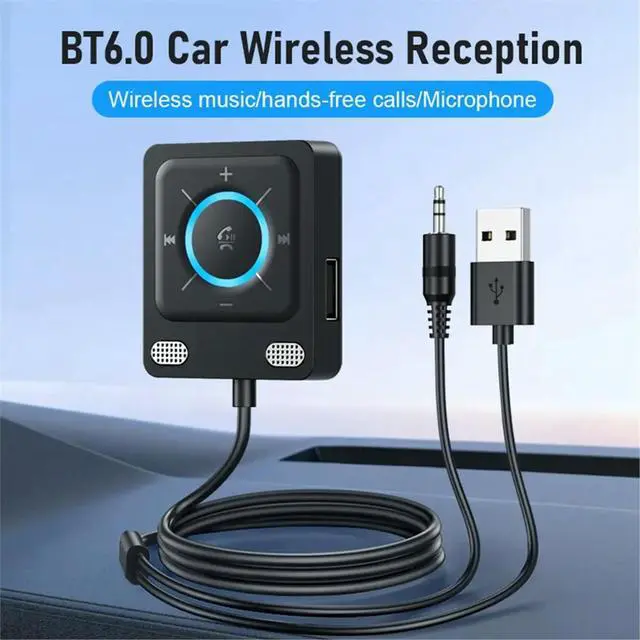 Alt view image 3 of 3 - Car Adapter Bluetooth 6.0 Receiver Dual Mics USB Bluetooth Adapter 3.5mm AUX Adapter Bluetooth Receiver