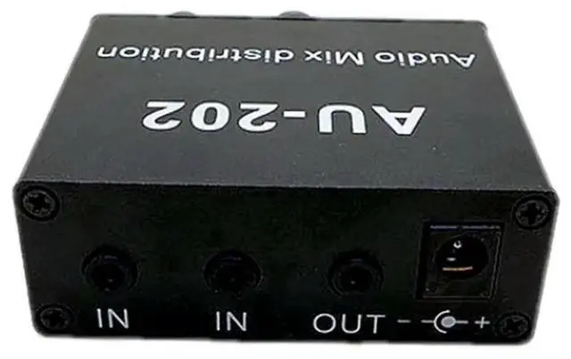 Main image of AU-202 2 Input 2 Output Stereo Mixer Audio Distributor for Headphone External Power AMP Volume Alone Control