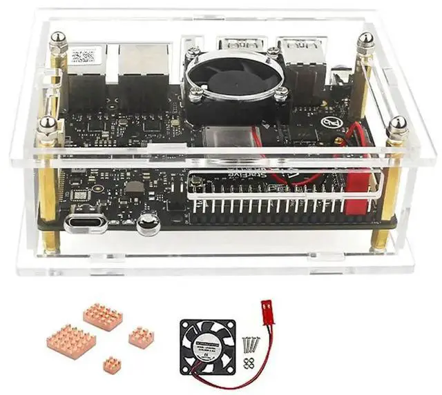 Alt view image 2 of 3 - Acrylic Case for VisionFive 2 Development Board Development Board Box Transparent Case with Cooling Fan Heatsink Kit