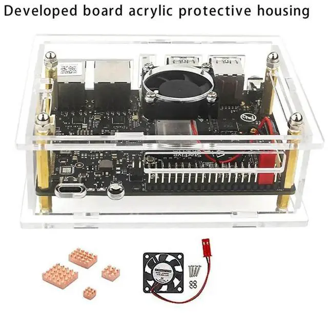 Alt view image 3 of 3 - Acrylic Case for VisionFive 2 Development Board Development Board Box Transparent Case with Cooling Fan Heatsink Kit