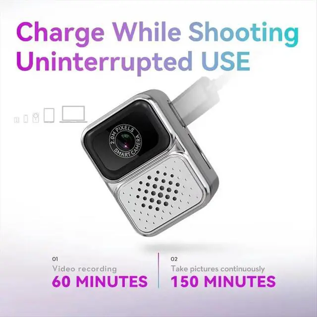 Alt view image 3 of 3 - 0.96 Inch Retro Mini Sports Camera with Screen Home Outdoor Thumb Cam Small Video Recorder for Kids Gift White