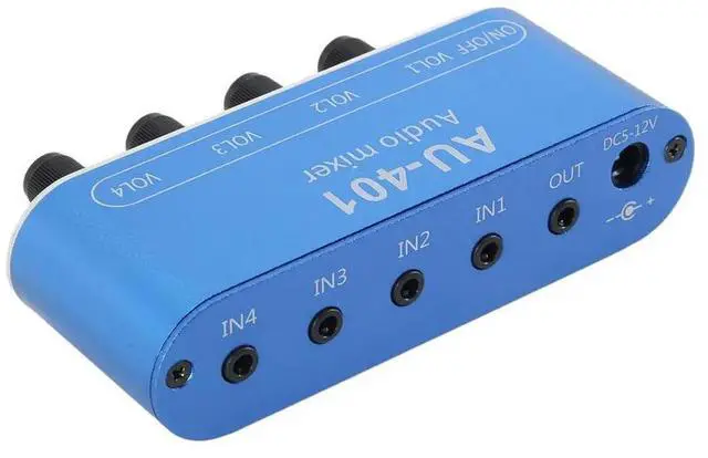 Main image of DC 5V-12V AU-401 Stereo Audio Mixer 4 Input 1 Output Individually Controls Board Sound Mixing DIY Headphones Amplifier