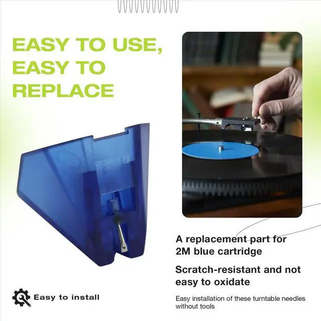 Alt view image 2 of 3 - Moving Magnet Replacement Stylus Replace Stylus for Ortofon 2M Blue Turntable LP Vinyl Record Phonograph