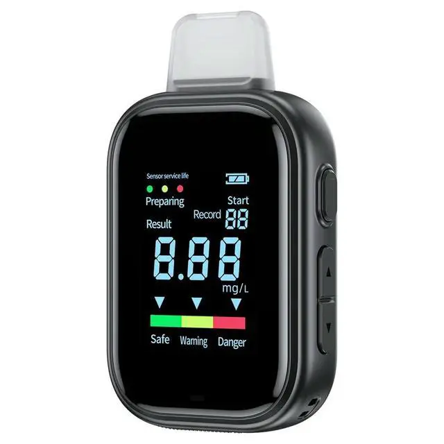 Alt view image 3 of 3 - Electrochemical Breathalyzer with Breathalyzer, High-Sensitivity LED Color Screen Digital Display Breathalyzer