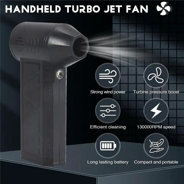 Alt view image 2 of 3 - Mini Air Blower with Extra Nozzle 130000RPM Turbo Jet Fan Wind Speed 39.5m/S Electric Blower Blowing Dust Dryer