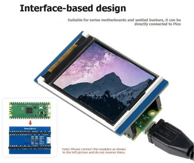 Main image of For Raspberry Pi Pico 1.8 Inch Pico LCD Display Module 160x128 TFT Screen 65K RGB Color SPI Interface ST7735S Driver