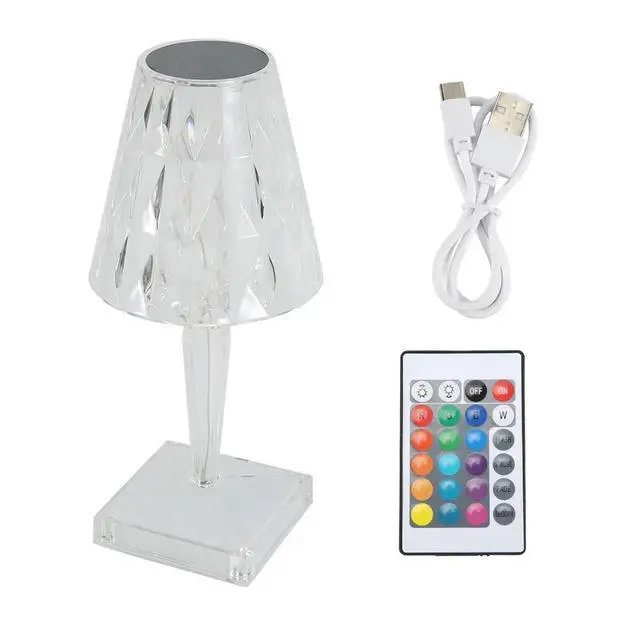 Alt view image 2 of 3 - 16Colors Diamond Table Lamp Crystal LED Bar Table Lamp Rechargeable Touch Sensor Dimming Bedside Lamps for Bedroom Decor