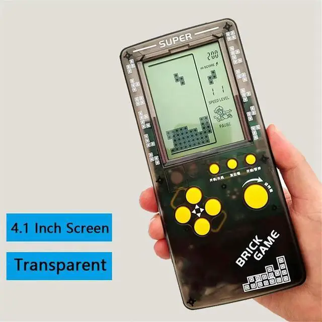 Alt view image 2 of 3 - Transparent Retro Game Console Big Screen Handheld Brick Game Player Gift for Children and Adults