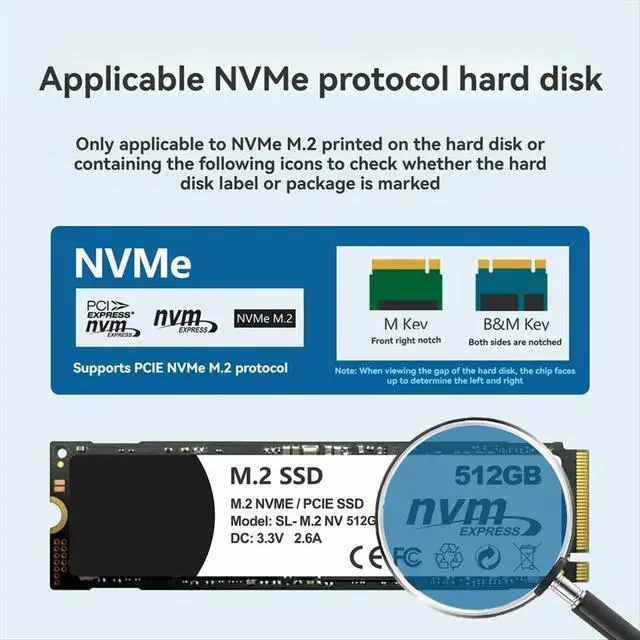 Alt view image 2 of 3 - M.2 SSD NVMe Case USB3.2 Gen2 Type C 10Gbps PCIe SSD Case M.2 NVME Enclosure Disk Box Tool Free SSD Aluminum Case