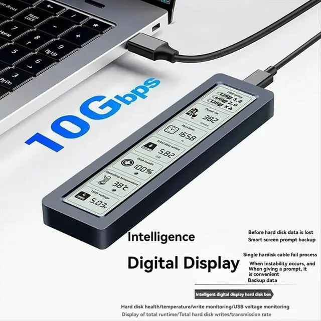 Alt view image 3 of 3 - M.2 SSD NVMe Case USB3.2 Gen2 Type C 10Gbps PCIe SSD Case M.2 NVME Enclosure Disk Box Tool Free SSD Aluminum Case