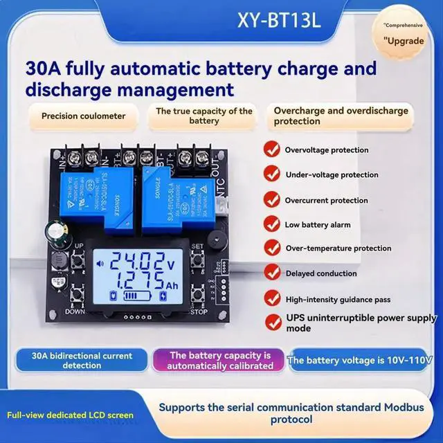 Alt view image 2 of 3 - XY-BT13L 30A Charge Control Module Charge and Discharge Protection Bidirectional Current Detection Protector