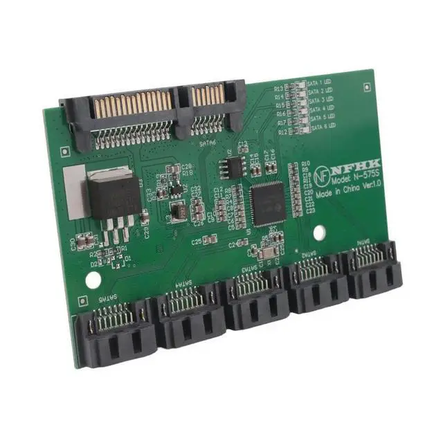Alt view image 2 of 3 - SATA Expansion Card 1 to 5 Port SATA3.0 Controller Card Motherboard SATA Port Multiplier Riser Card HUB Adapter