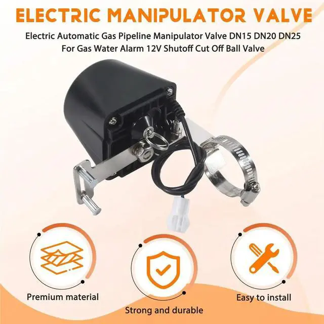 Alt view image 3 of 3 - Electric Automatic Gas Pipeline Manipulator Valve DN15 DN20 DN25 for Gas Water Alarm 12V Shutoff Cut Off Ball Valve(A)