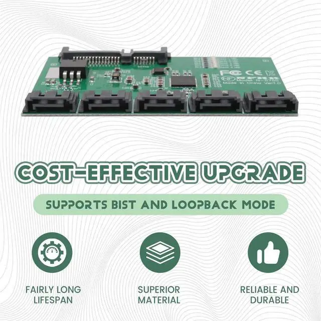 Alt view image 3 of 3 - SATA Expansion Card 1 to 5 Port SATA3.0 Controller Card Motherboard SATA Port Multiplier Riser Card HUB Adapter